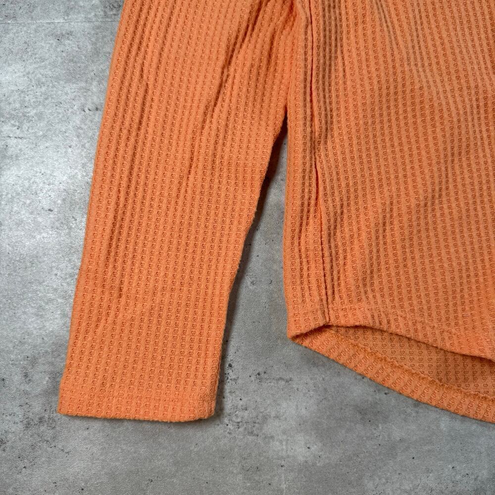LOFT waffle henley orange long sleeve shirt size large - Picture 5 of 6